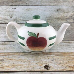Asia Master Group RED APPLE DESIGN Cream Green  Ceramic 4 Cup Lidded Teapot